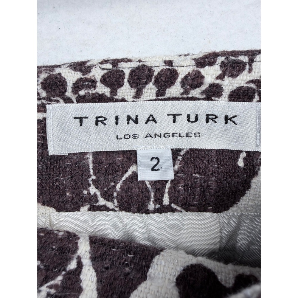 Trina Turk Los Angeles Vintage Floral Damask Pencil Skirt Brown Cream Size 2 - Picture 6 of 8